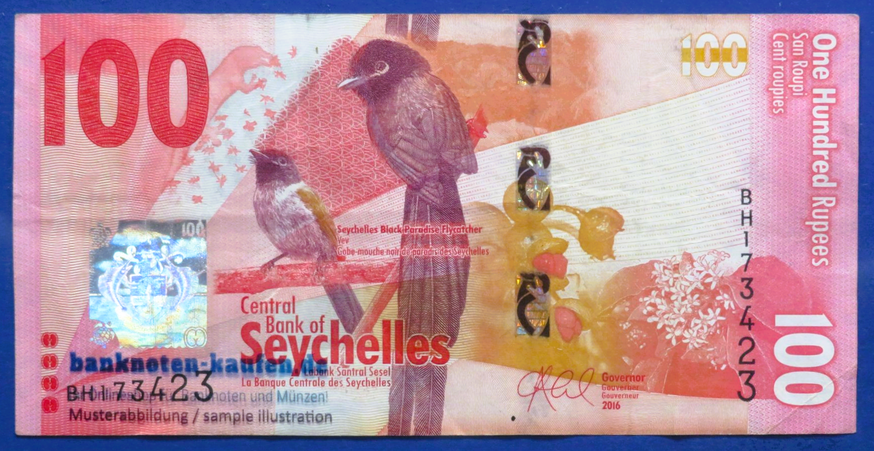 Seychellen, 100 Rupien, 2016, gebraucht (USED / VF), P-50