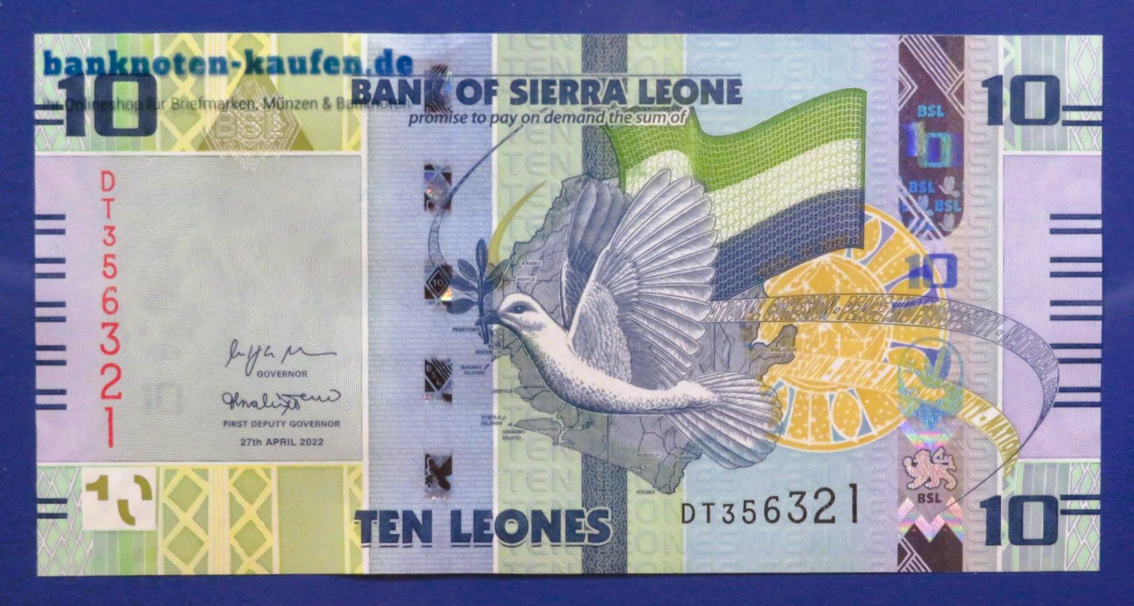Sierra Leone, 10 Leones, 2022, kassenfrisch (UNC), P-37a