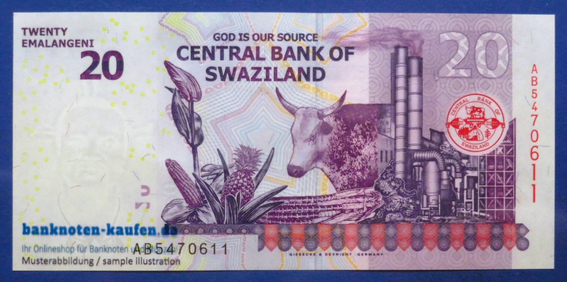 Swasiland, 20 Emalangeni, 2017, kassenfrisch (UNC)  P-37c