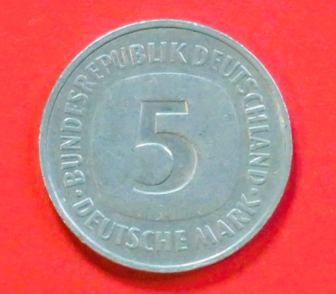 Bundesrepublik Deutschland: 5 Deutsche Mark, 1975-2001, gebraucht (used / ss), # 139