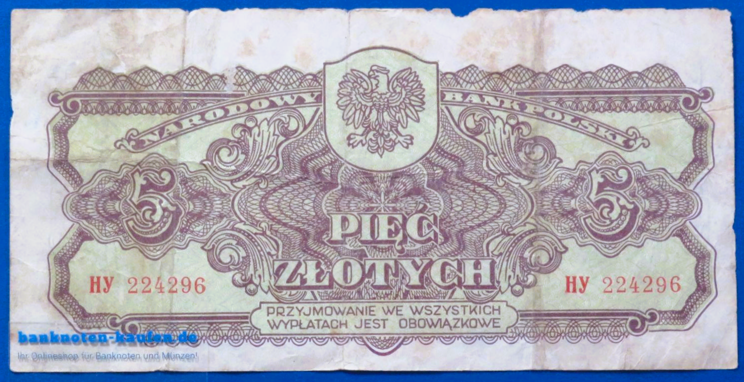 Poland, 5 Zloty, 1944, circulated (USED / VG), P-108