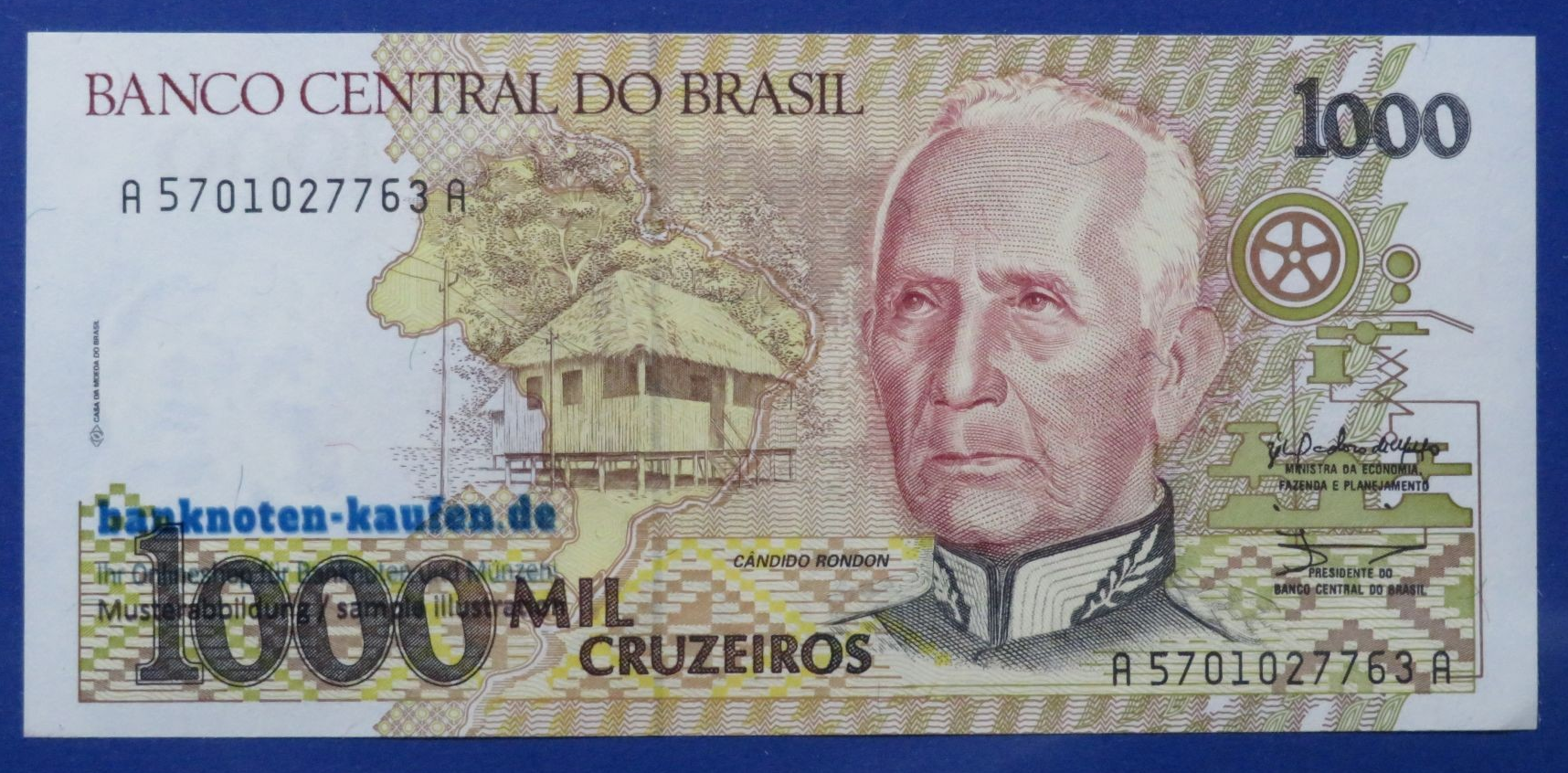 Brazil - 1,000 Cruzeiros, 1990-91ND, uncirculated (UNC), P-231