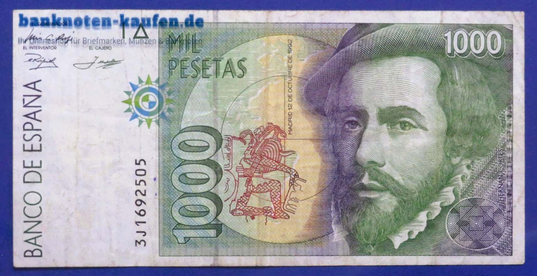 Spain - 1,000 Pesetas, 1992, circulated (USED / VF-), P-163