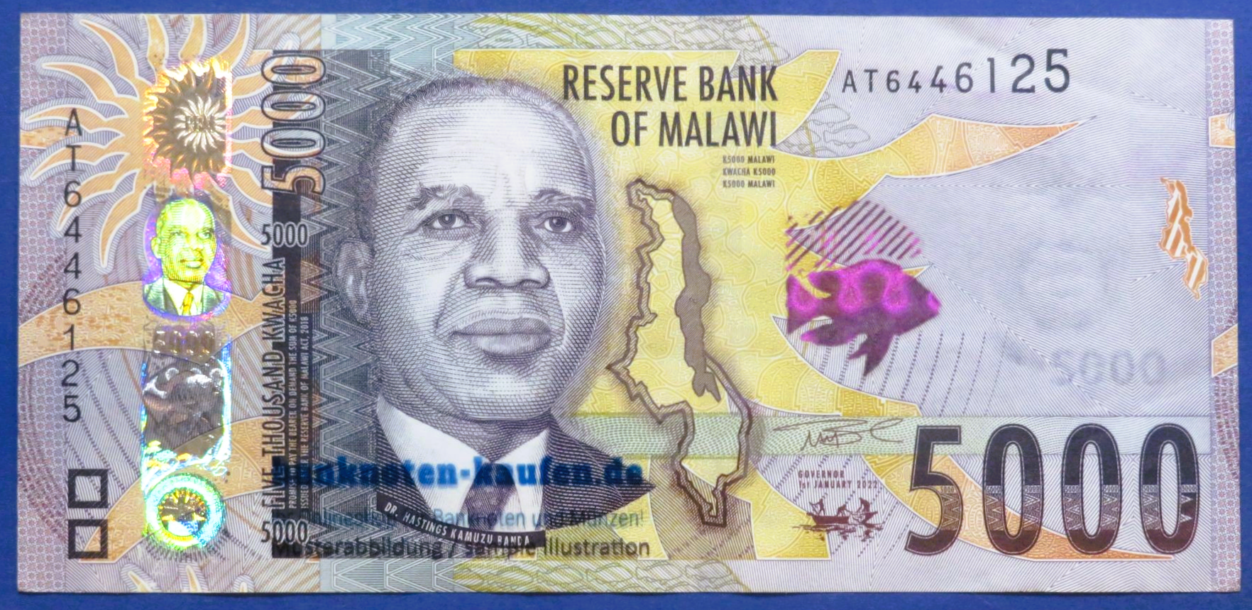 Malawi - 5,000 Kwacha, 2022, circulated (USED / VF), P-71a