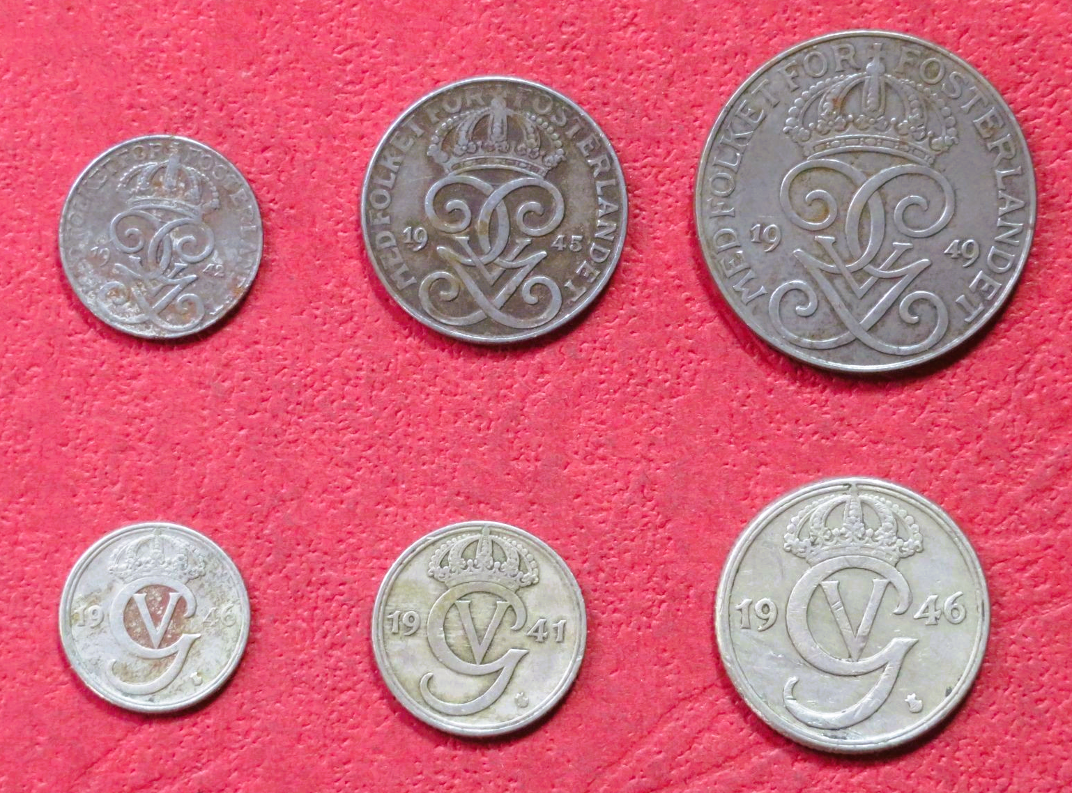 Sweden - Set 2: set of 6 coins, 1-50 Öre, 1917-1947, circulated (USED / vf)