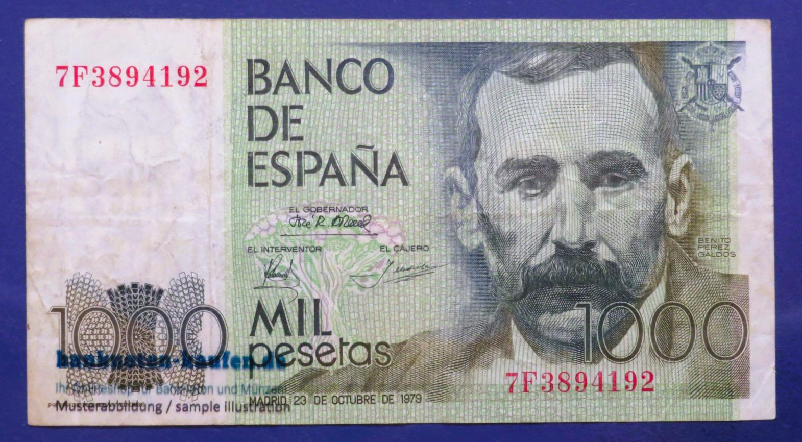 Spain - 1,000 Pesetas, 1979, circulated (USED / VF-), P-158