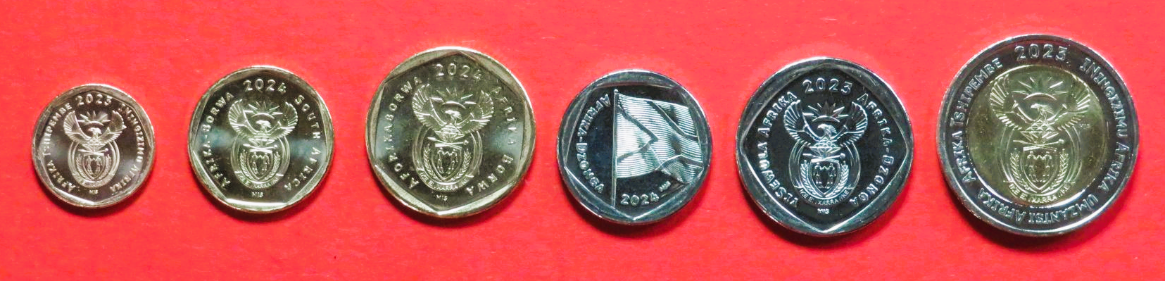 South Africa, 10/20/50 Cents + 1/2/5 Rand, 2023, uncirculated (UNC)