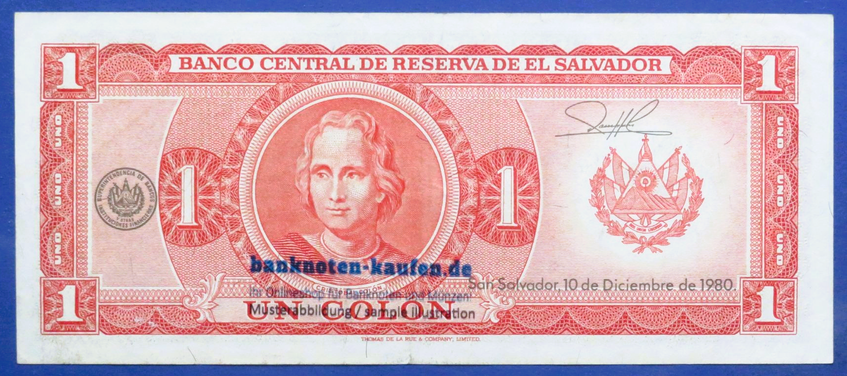 El Salvador, 1 Colon, 1980, circulated (USED / VF), P-125b