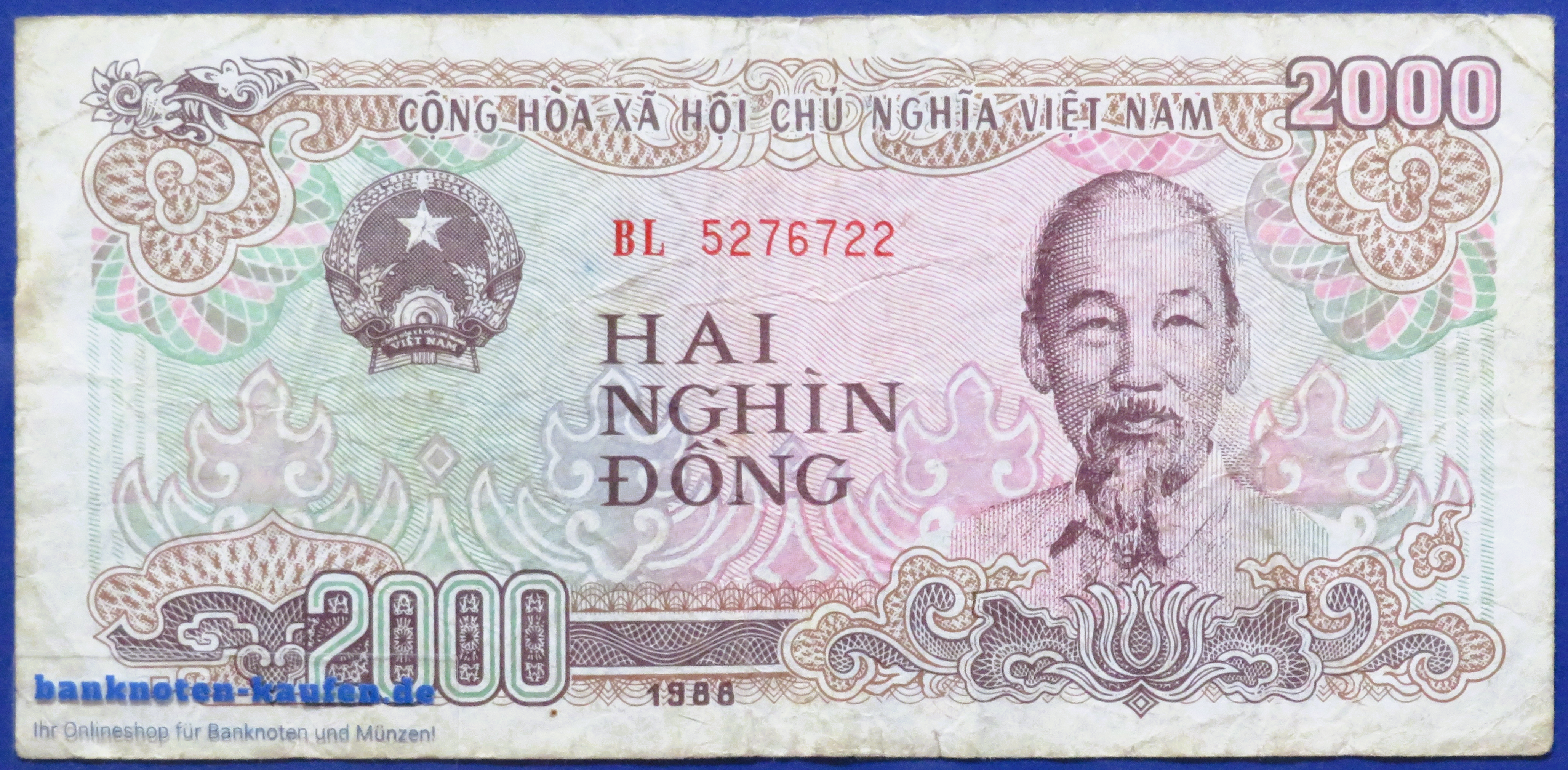Vietnam, 2.000 Dong, 1988, gebraucht (USED / F), P-107