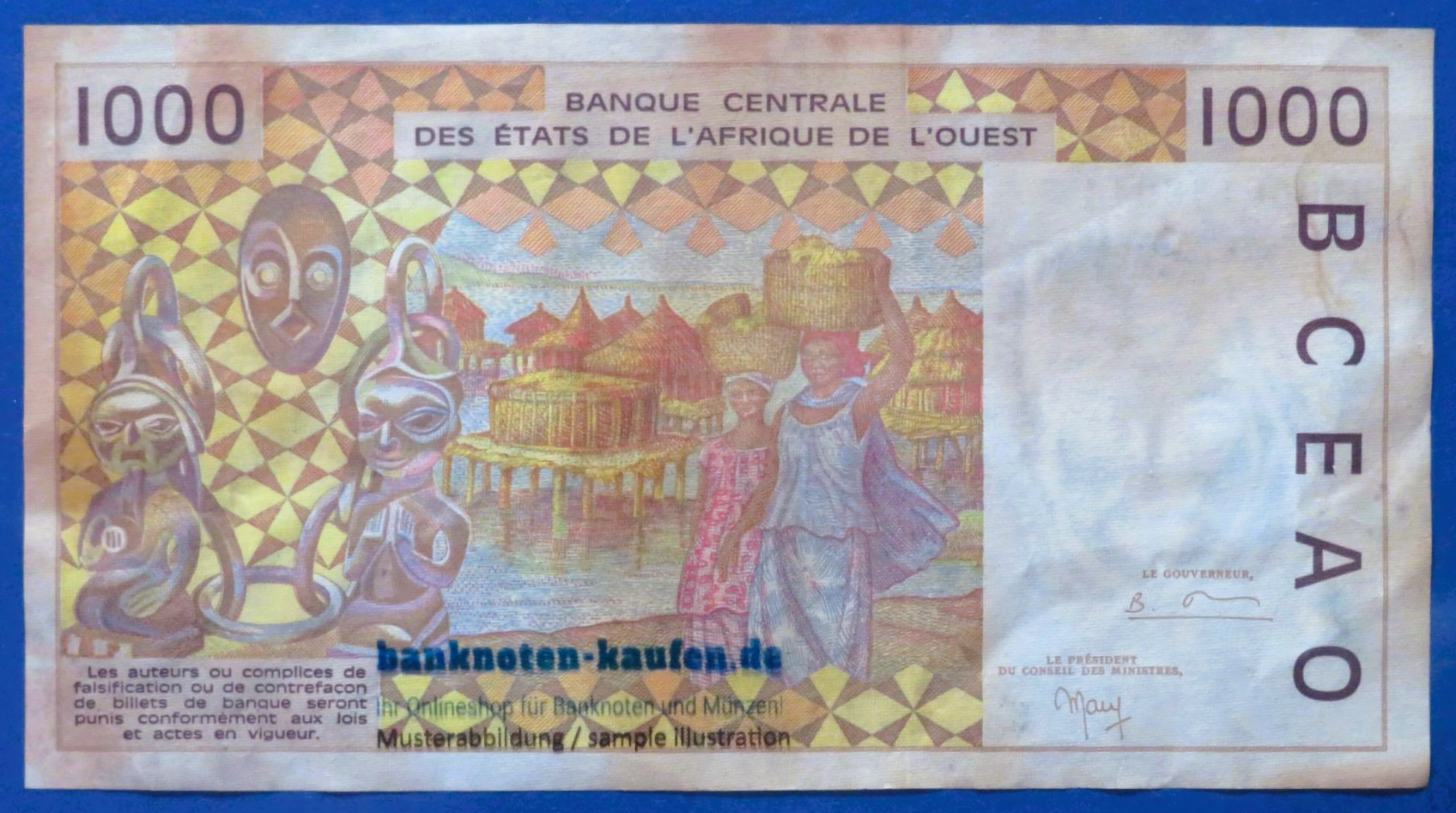 Westafrikanische Staaten, 1.000 Francs, ND (1991-2002), gebraucht (USED / VG), P-711Ki