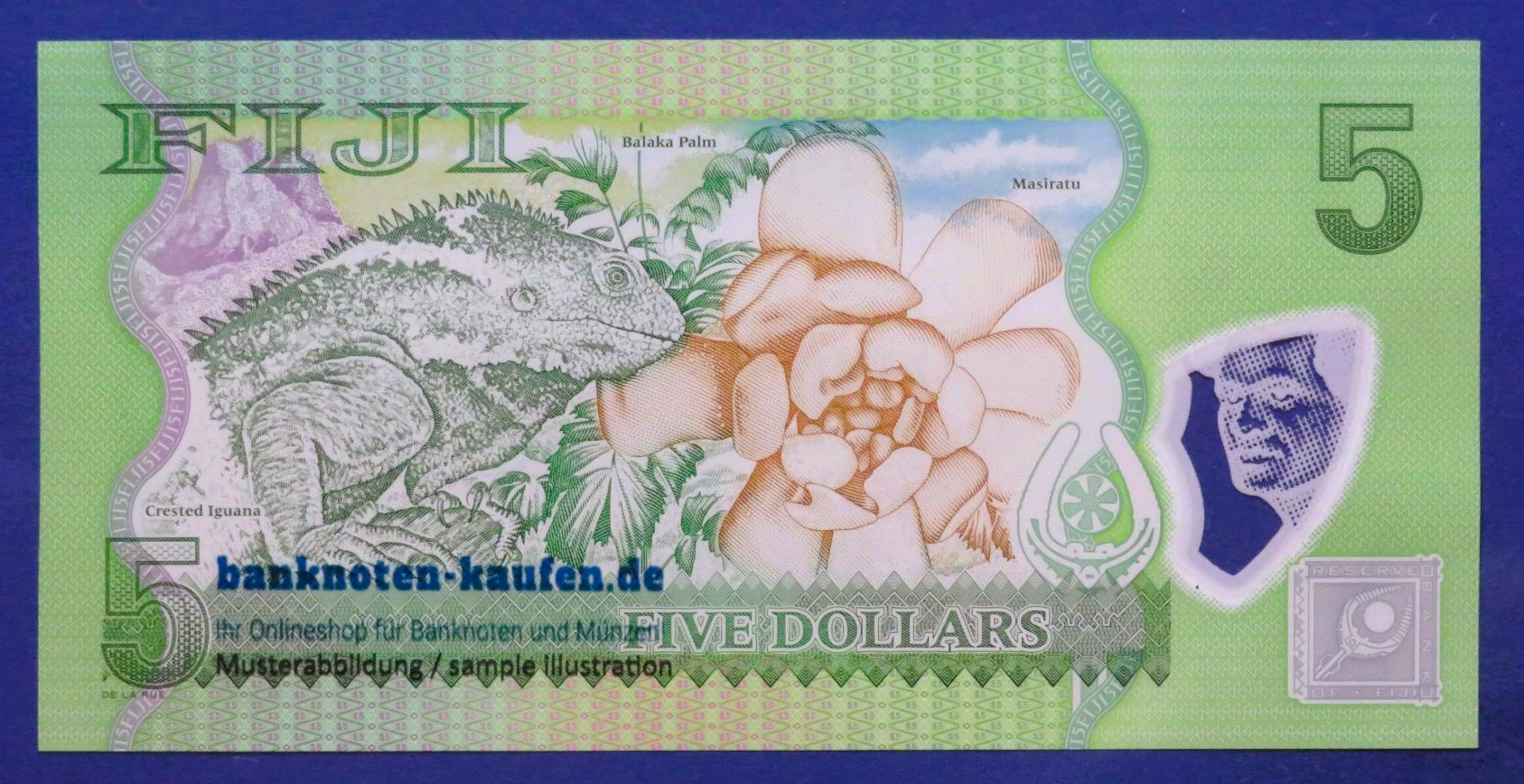 Fidschi, 5 Dollars, 2013ND, kassenfrisch (UNC), Polymer, P-115