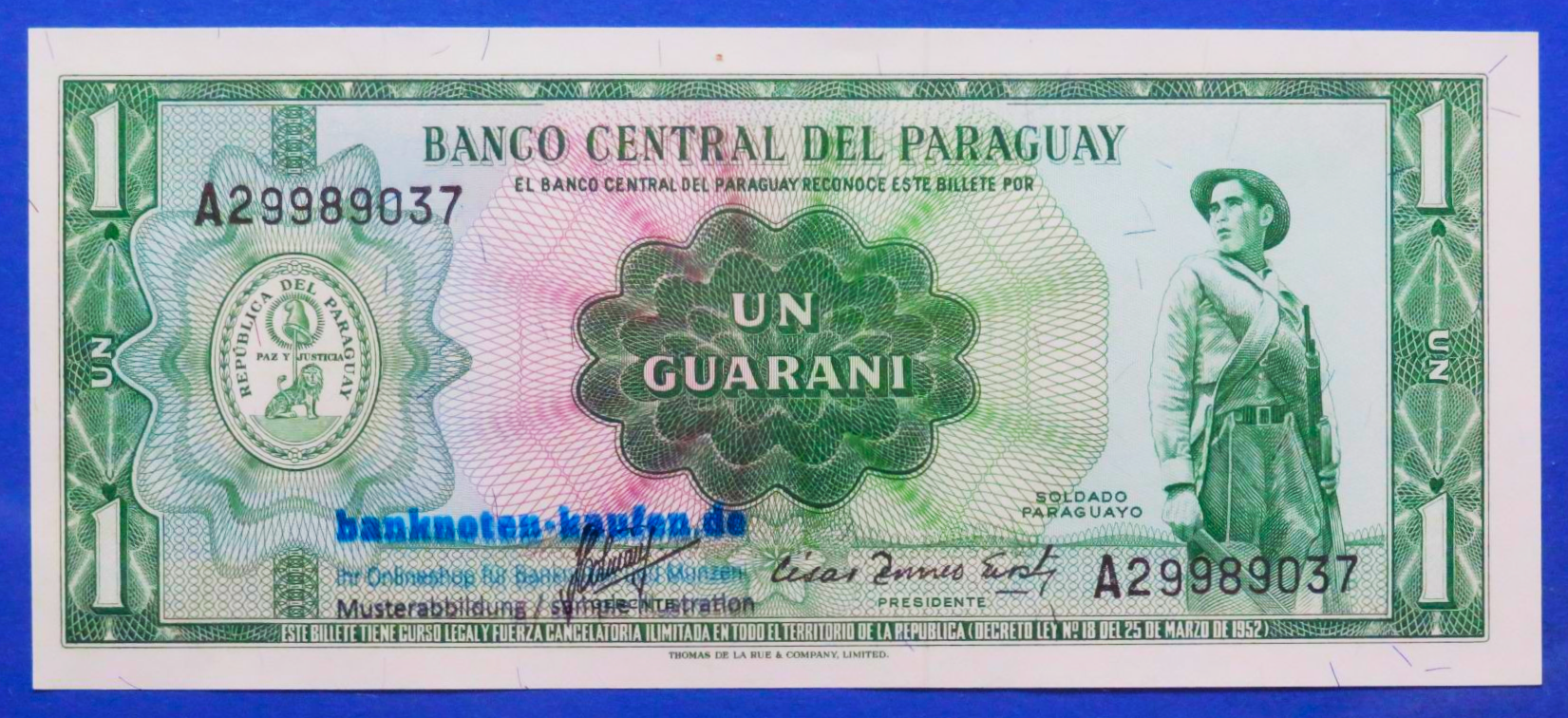 Paraguay, 1 Guarani, L.1952, uncirculated (UNC), P-193b