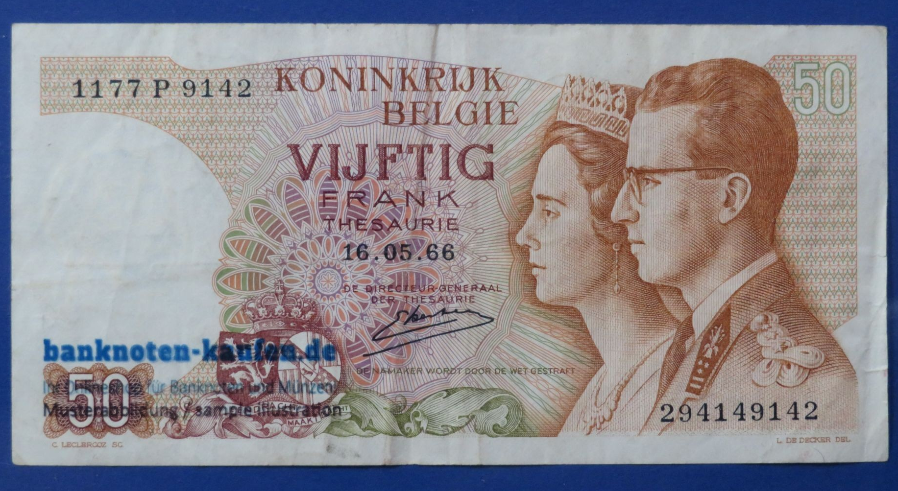 Belgium, 50 Francs, 1966, circulated (USED / VF), P-139