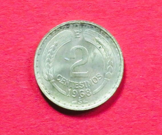 Chile: 2 Centesimos, 1960-1970, gebraucht (used / ss), # 31
