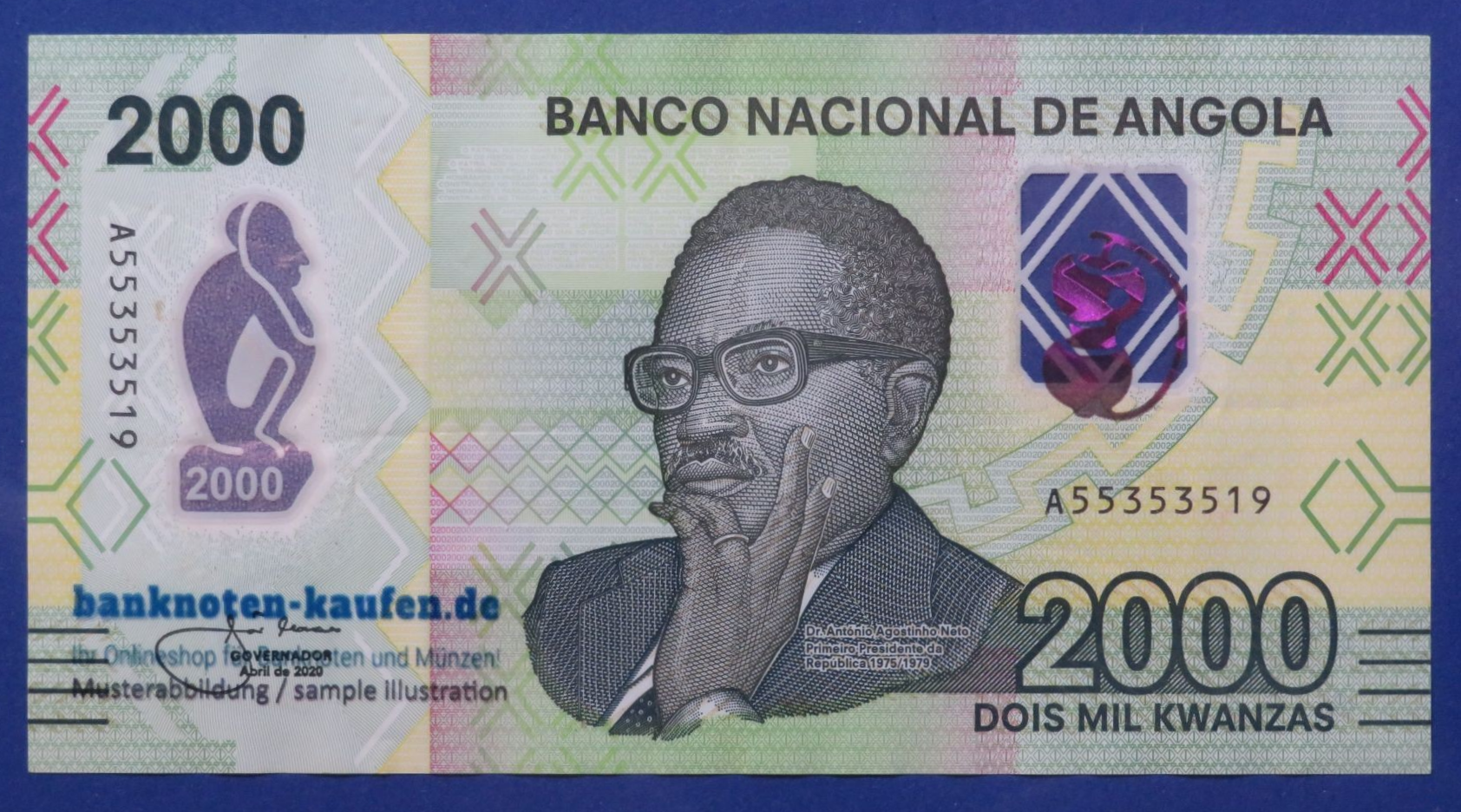 Angola - 2,000 Kwanzas, 2020, circulated (USED / VF), Polymer