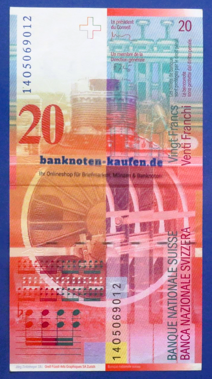 Switzerland, 20 Franken, 2014, circulated (USED / VF+), P-69h
