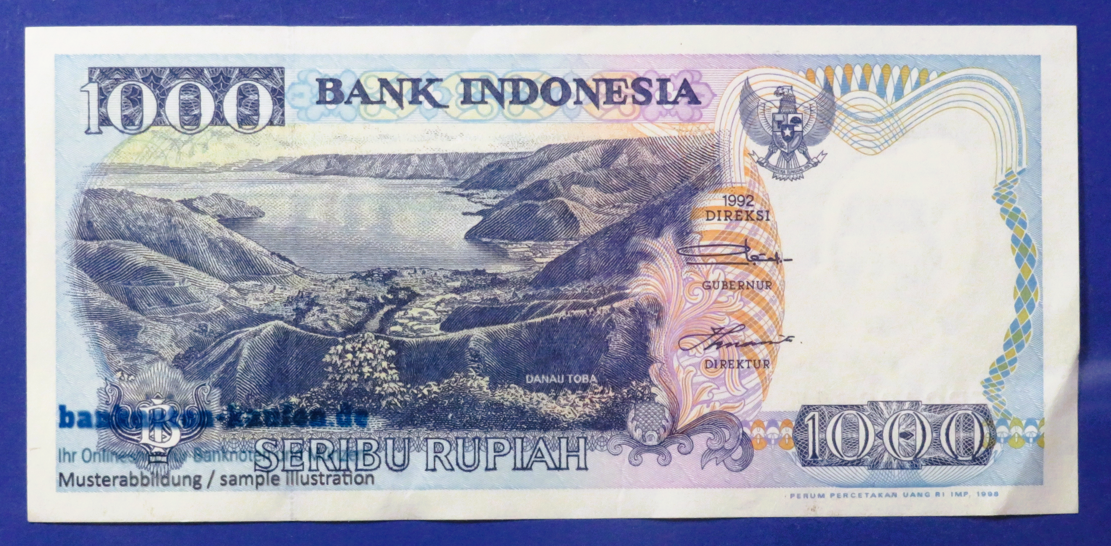 Indonesia - 1,000 Rupiah, 1992, circulated (USED / XF+), P-129