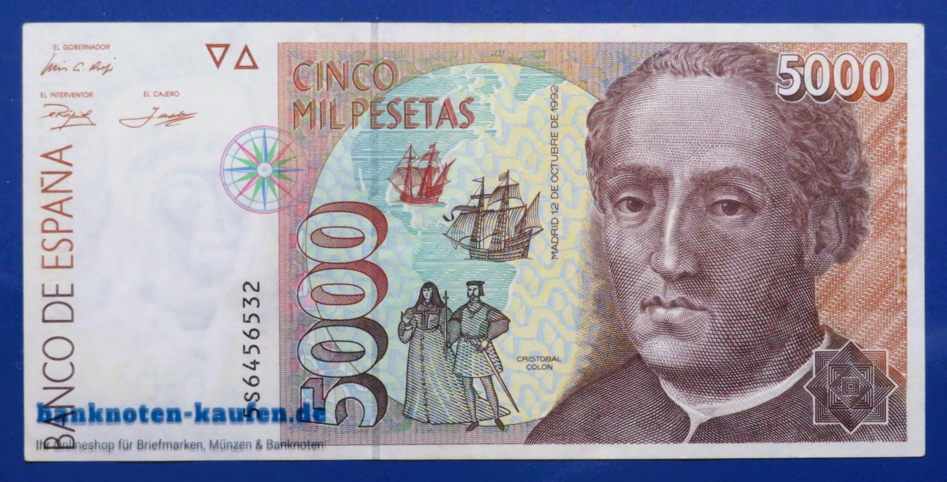 Spain - 5,000 Pesetas, 1992, extremely fine (XF), P-165