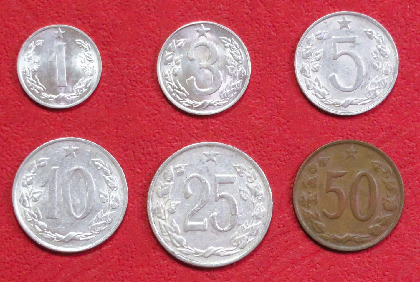 Czechoslovakia - Set 1:  1-50 Heller, 1962-76, circulated (USED / vf)