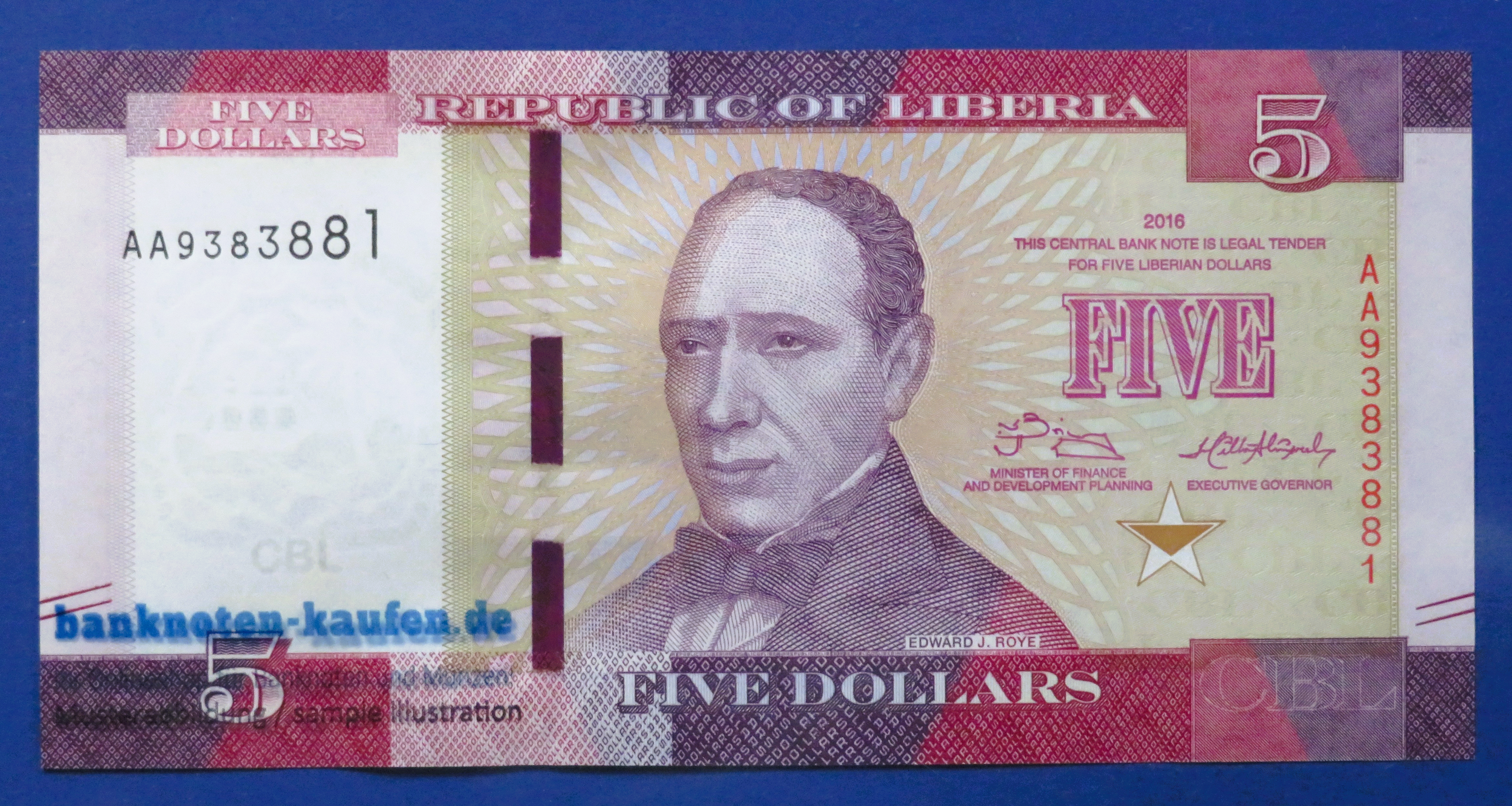 Liberia, 5 Dollars, 2016, kassenfrisch (UNC), P-31a