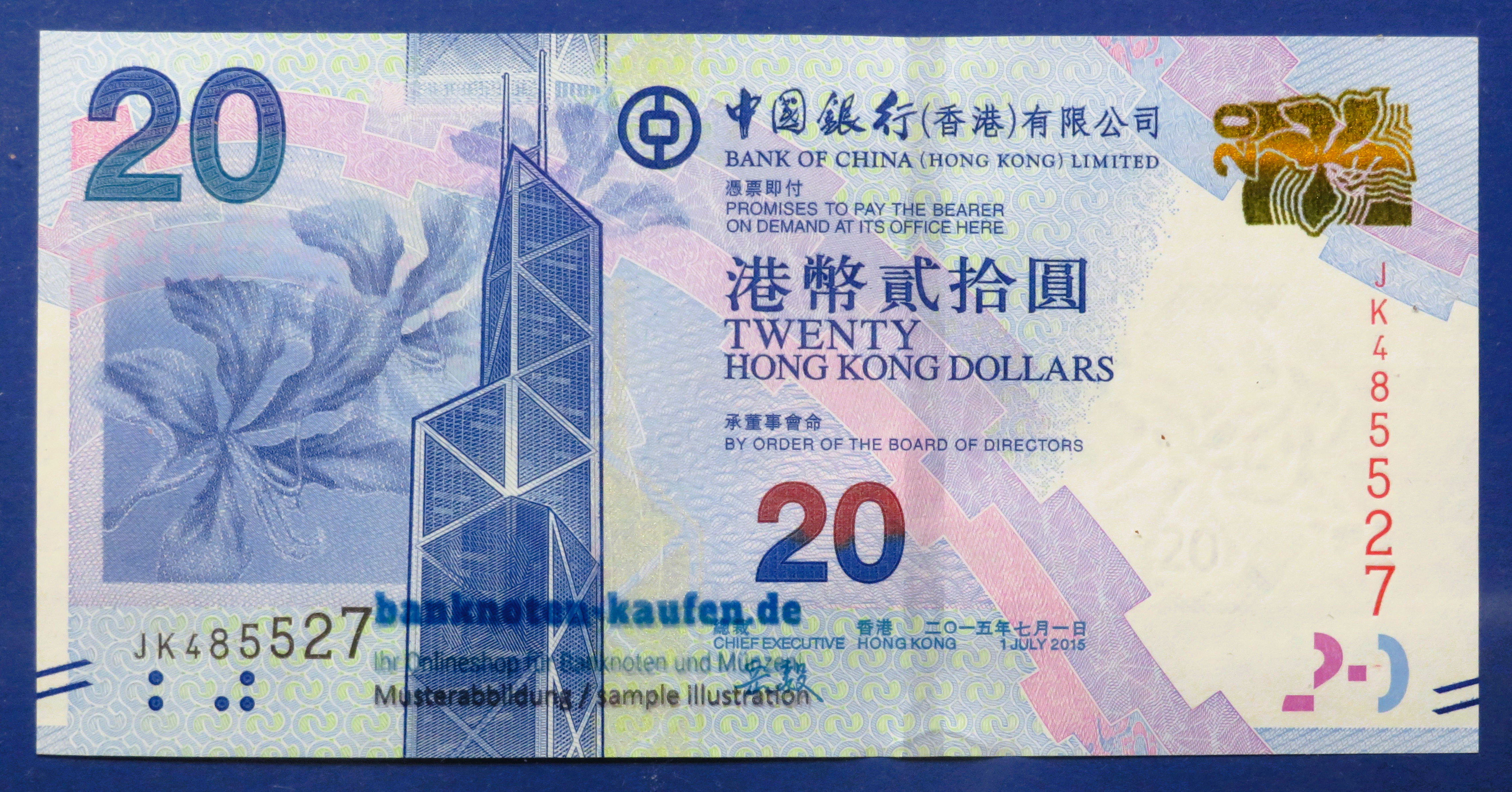 Hongkong, 20 Dollars, 2015, uncirculated (UNC), P-341e  (BoC)