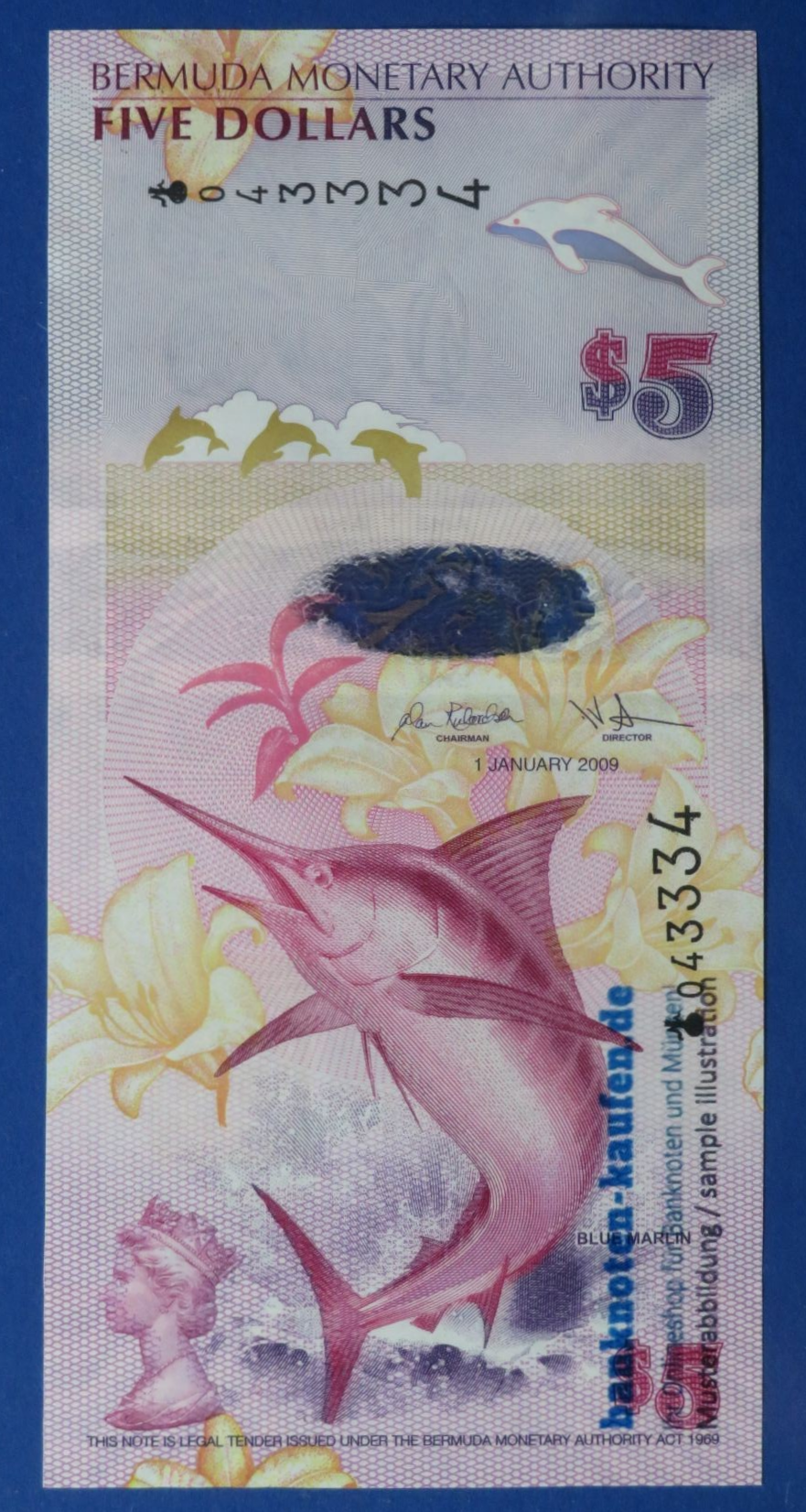 Bermuda, 5 Dollars, 2009, uncirculated (UNC), P-58, Hybrid