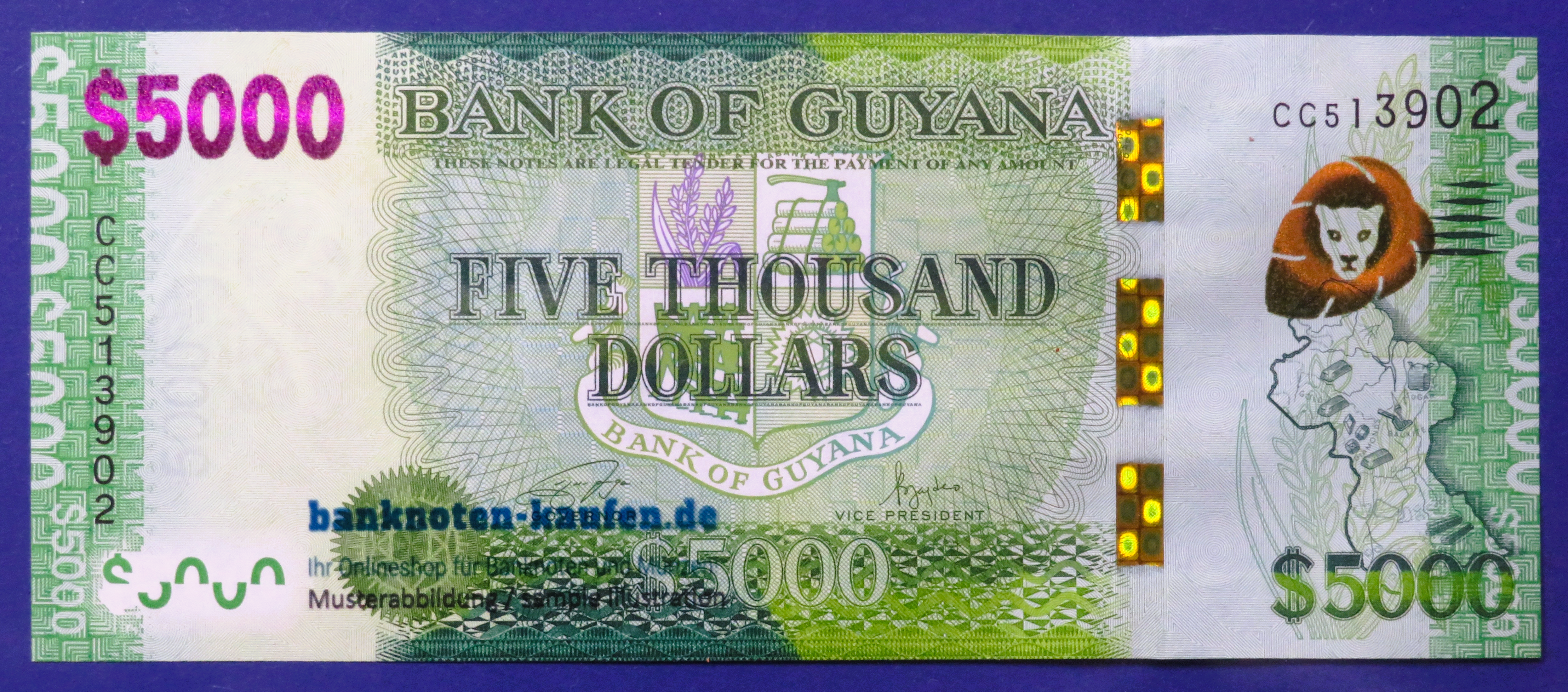 Guyana - 5,000 Dollars, 2023ND, uncirculated (UNC)