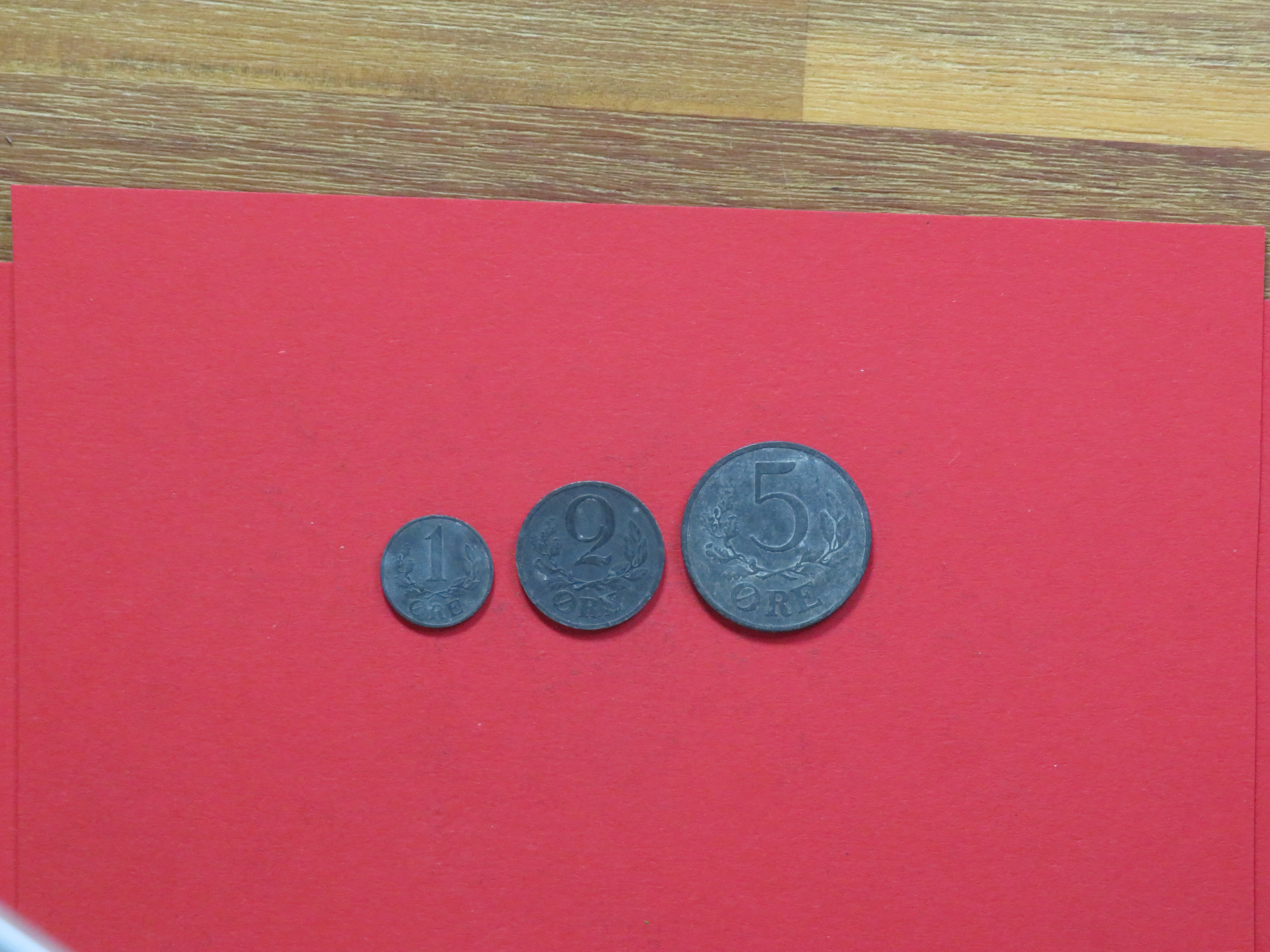 Denmark - Set:  1/2/5 Öre, 1943/1942, circulated (used / vf), # 45a/46a/47a