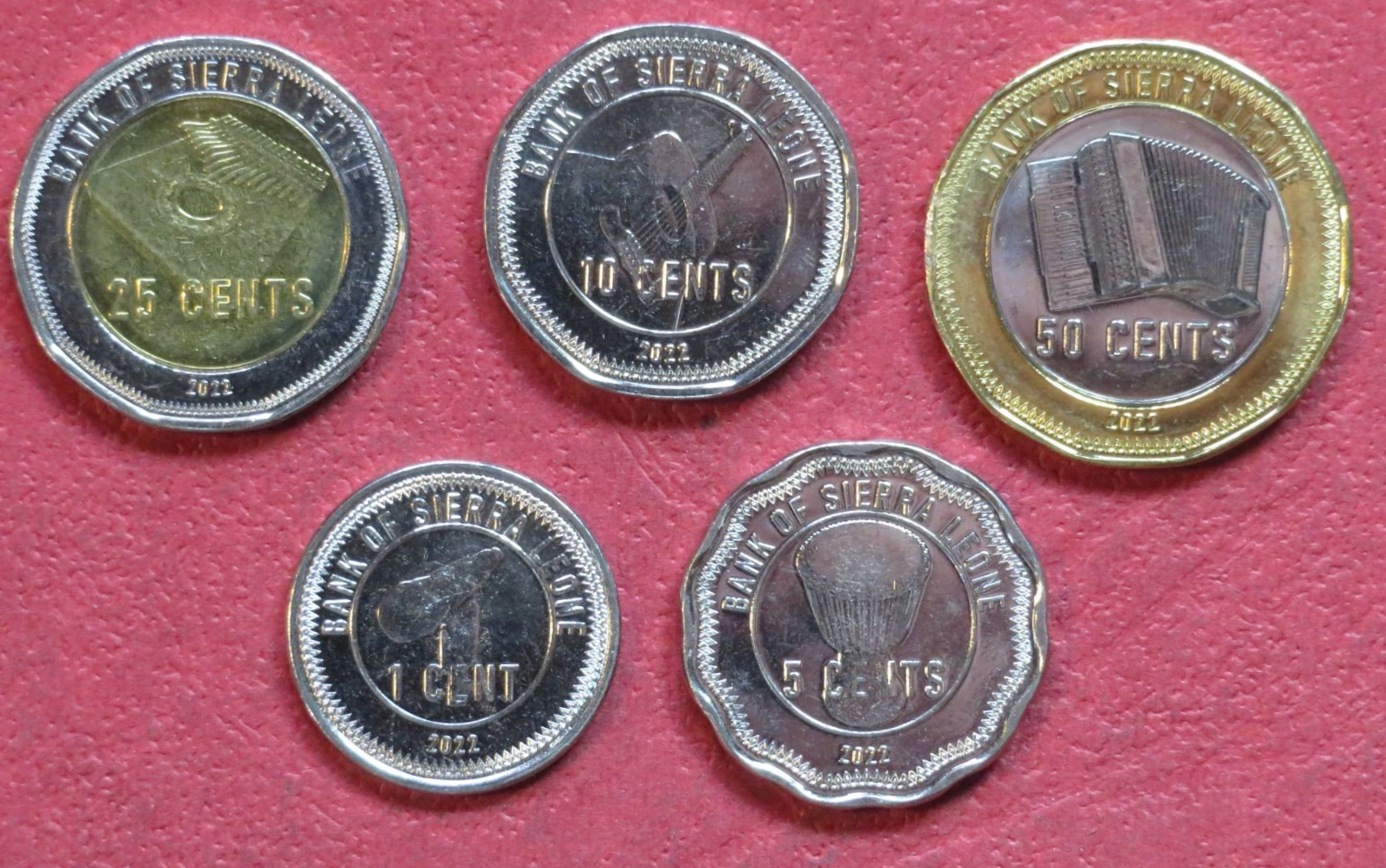 Sierra Leone, Set of 5 coins, 1-50 Cents, 2022, uncirculated (UNC)