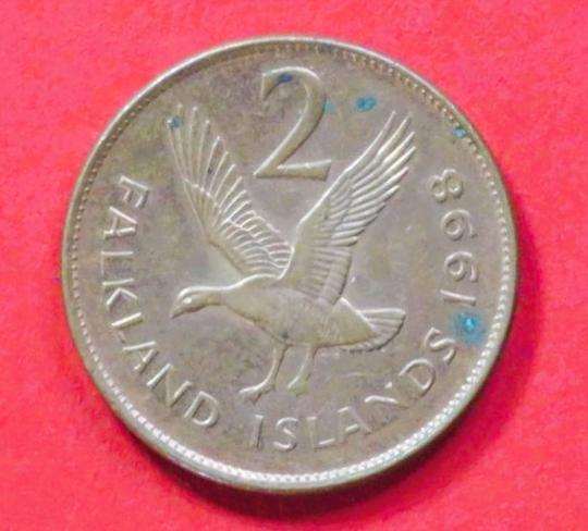 Falkland Inseln: 2 Pence, 1998, gebraucht (used / ss), # 3a