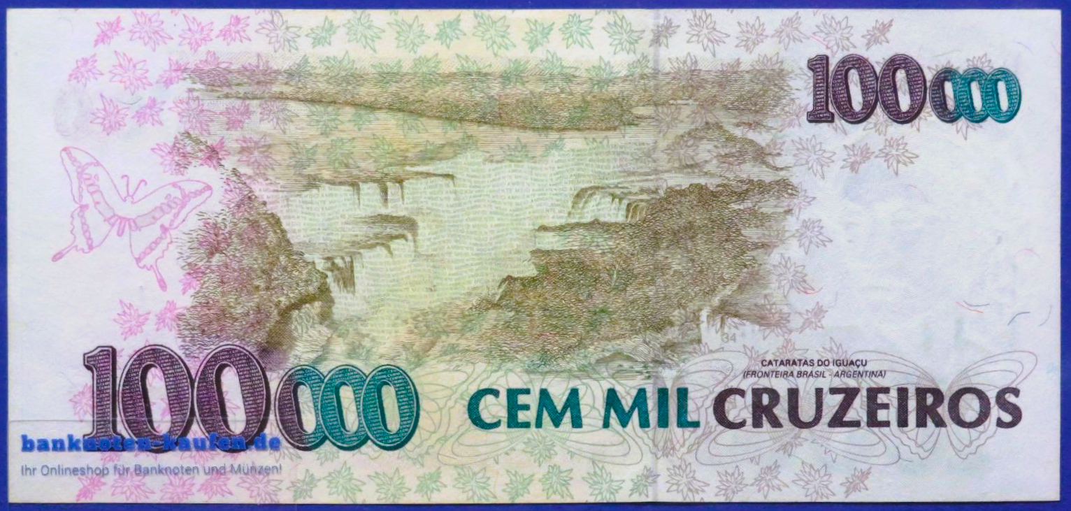 Brasilien, 100 Cruzeiros Reais auf 100.000 Cruzeiros, 1993ND, gebraucht (USED / XF), P-238