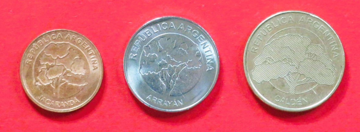Argentina - Set 13:  1/5/10 Pesos, 2017+, circulated (used / vf)