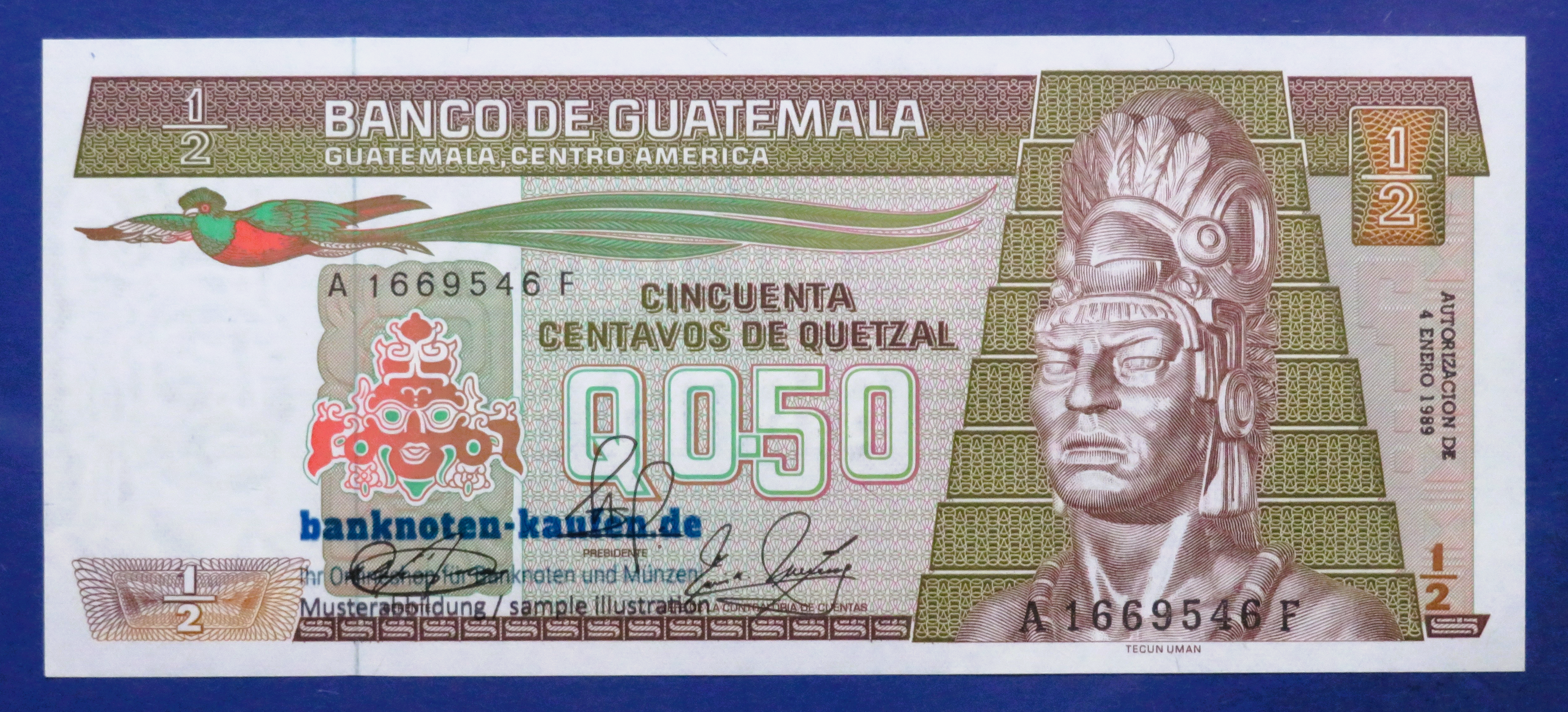 Guatemala, 1/2 Quetzal, 1989, uncirculated (UNC), P-65