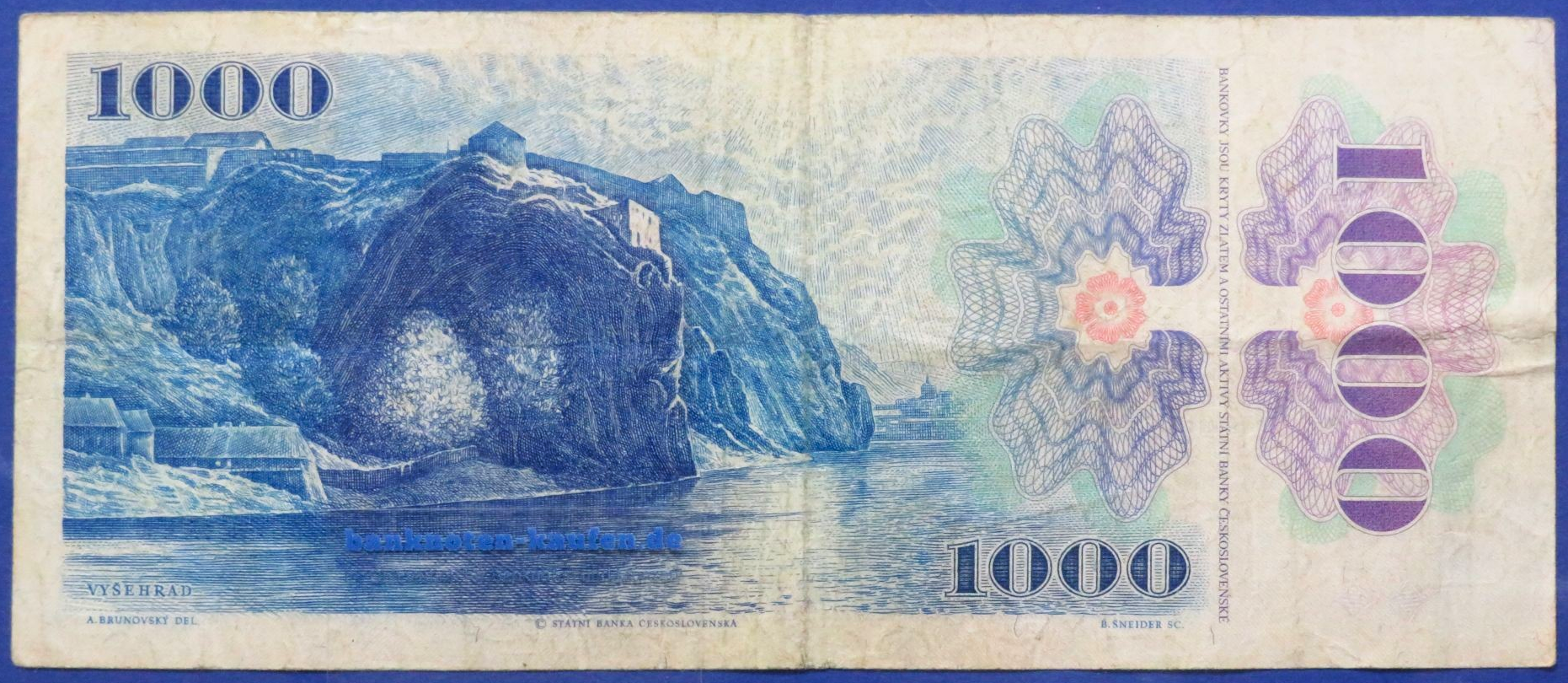 Czechoslovakia - 1,000 Korun, 1985,  circulated (USED / F), P-98a
