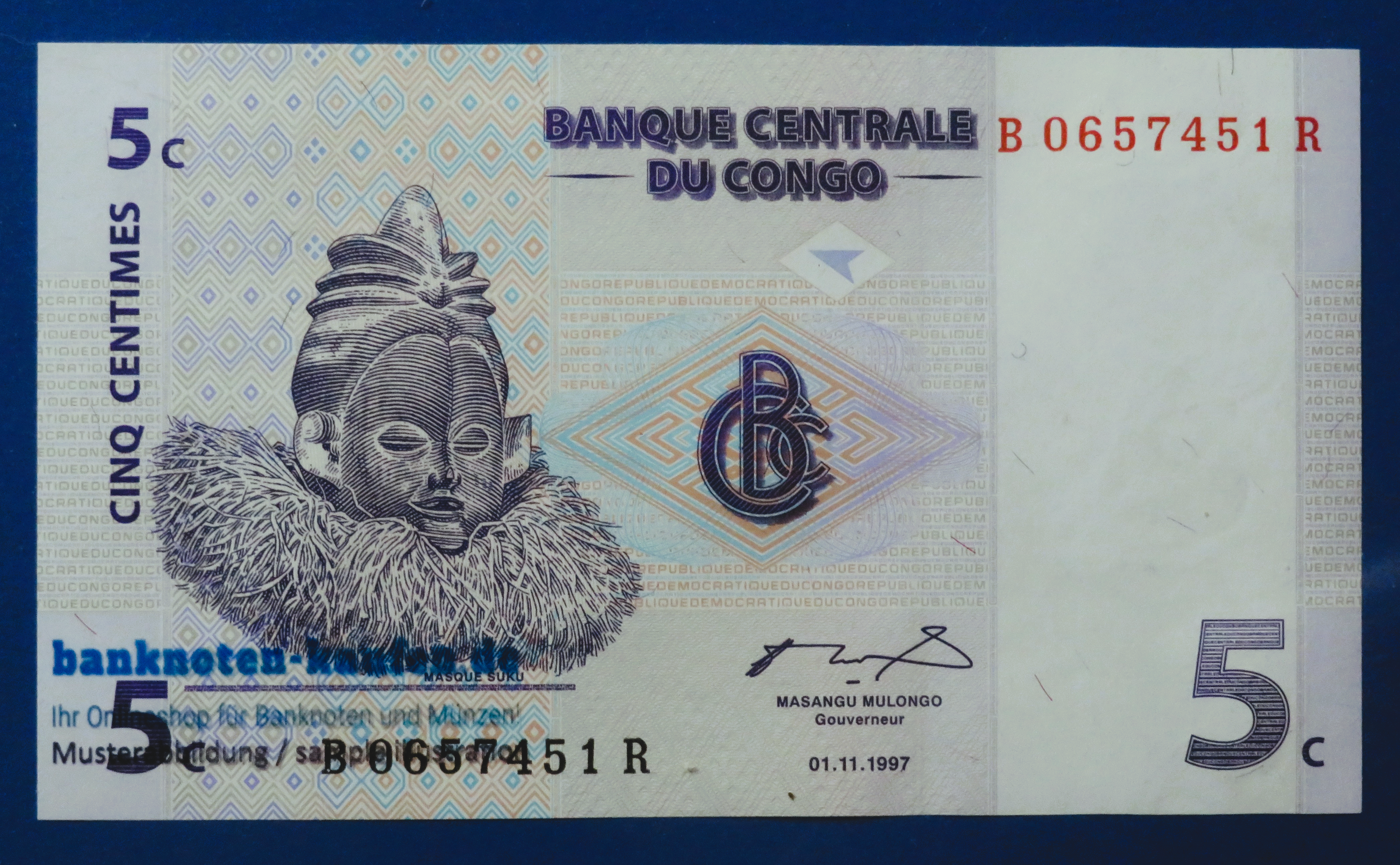 Congo D.R., 5 Centimes, 1997, uncirculated (UNC), P-81