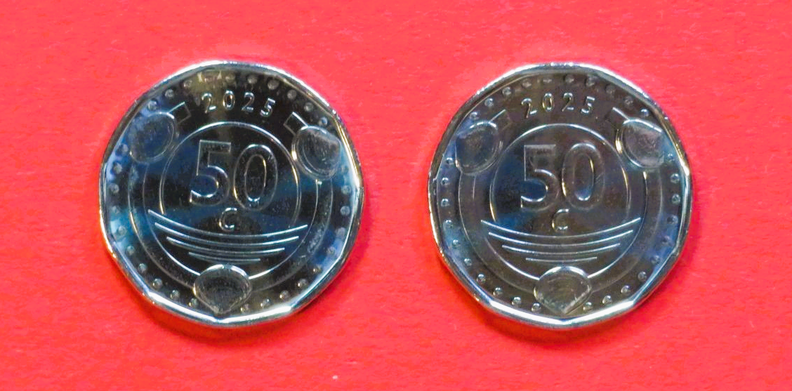 Curacao & Sint Maarten, 2x 50 Cent, 2025, uncirculated (UNC), coloured