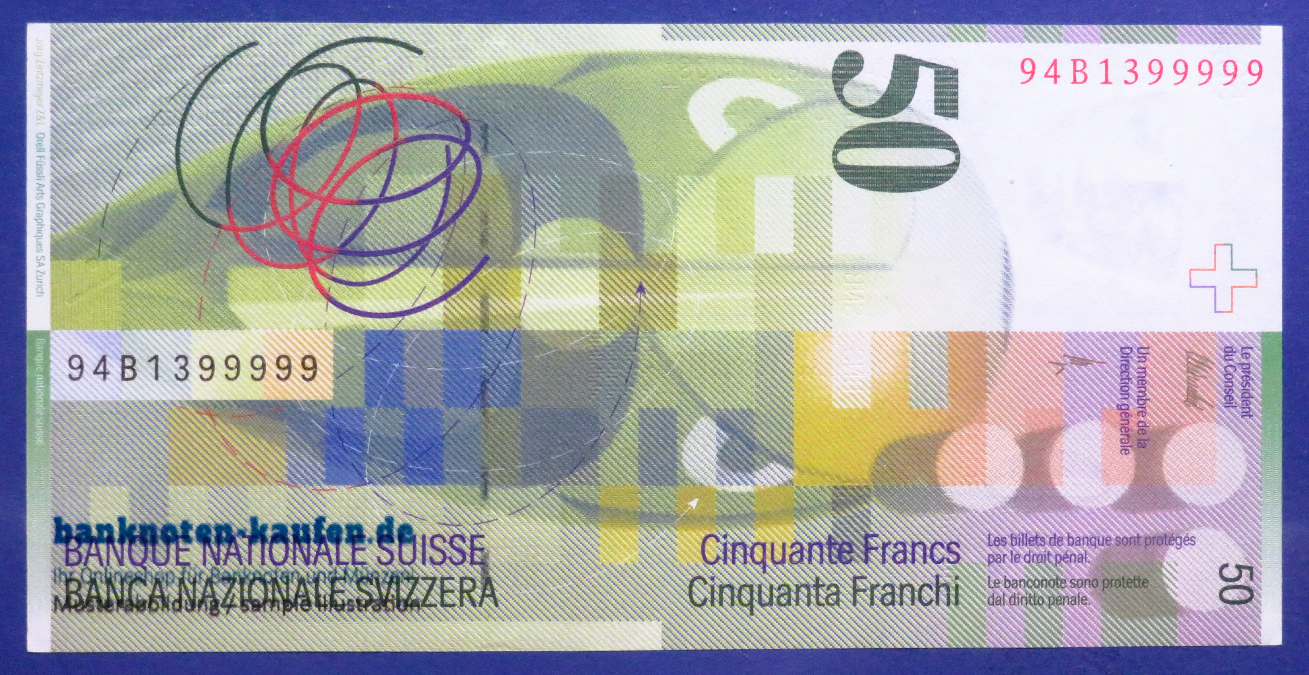Switzerland, 50 Franken, 1994, circulated (USED / XF+), P-70a