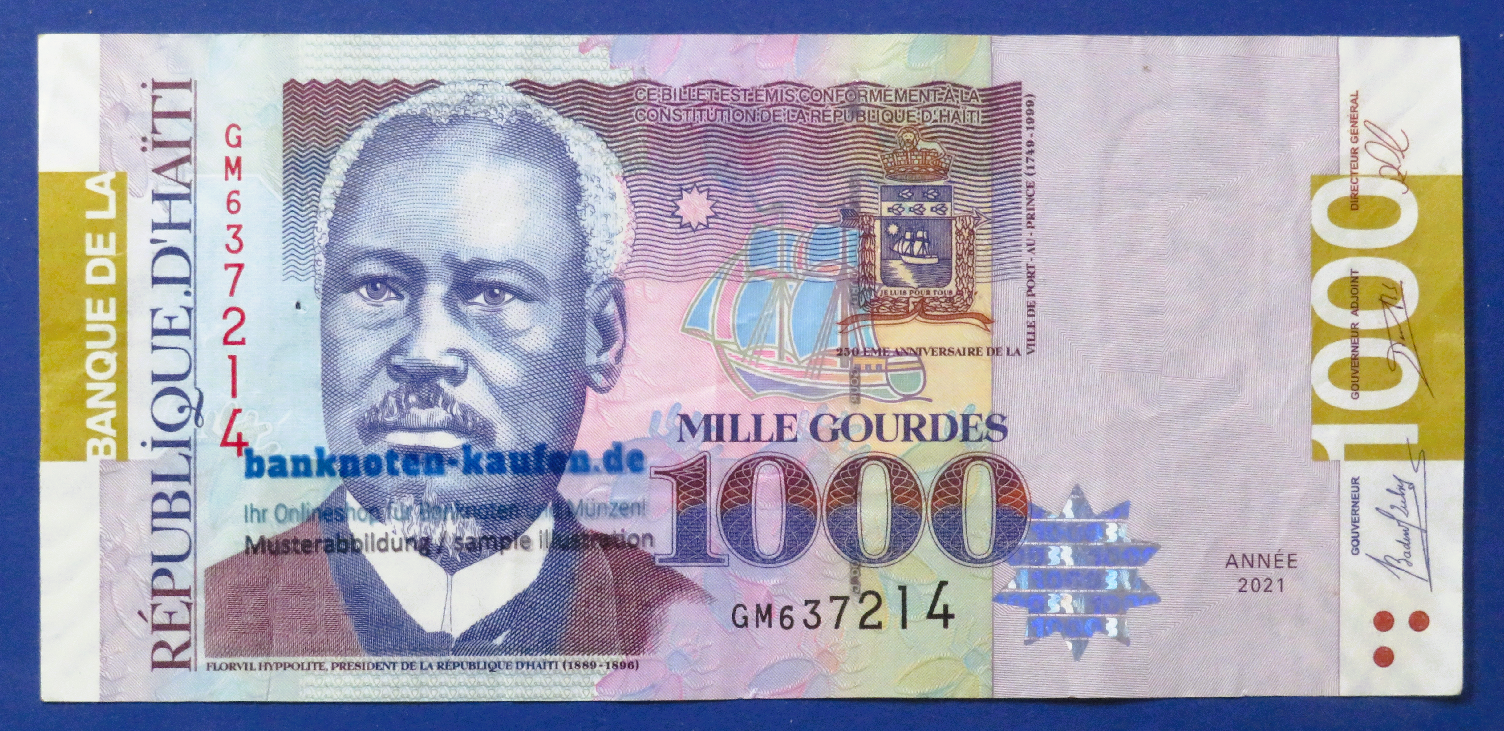 Haiti - 1,000 Gourdes, 2021, circulated (USED / VF), P-278