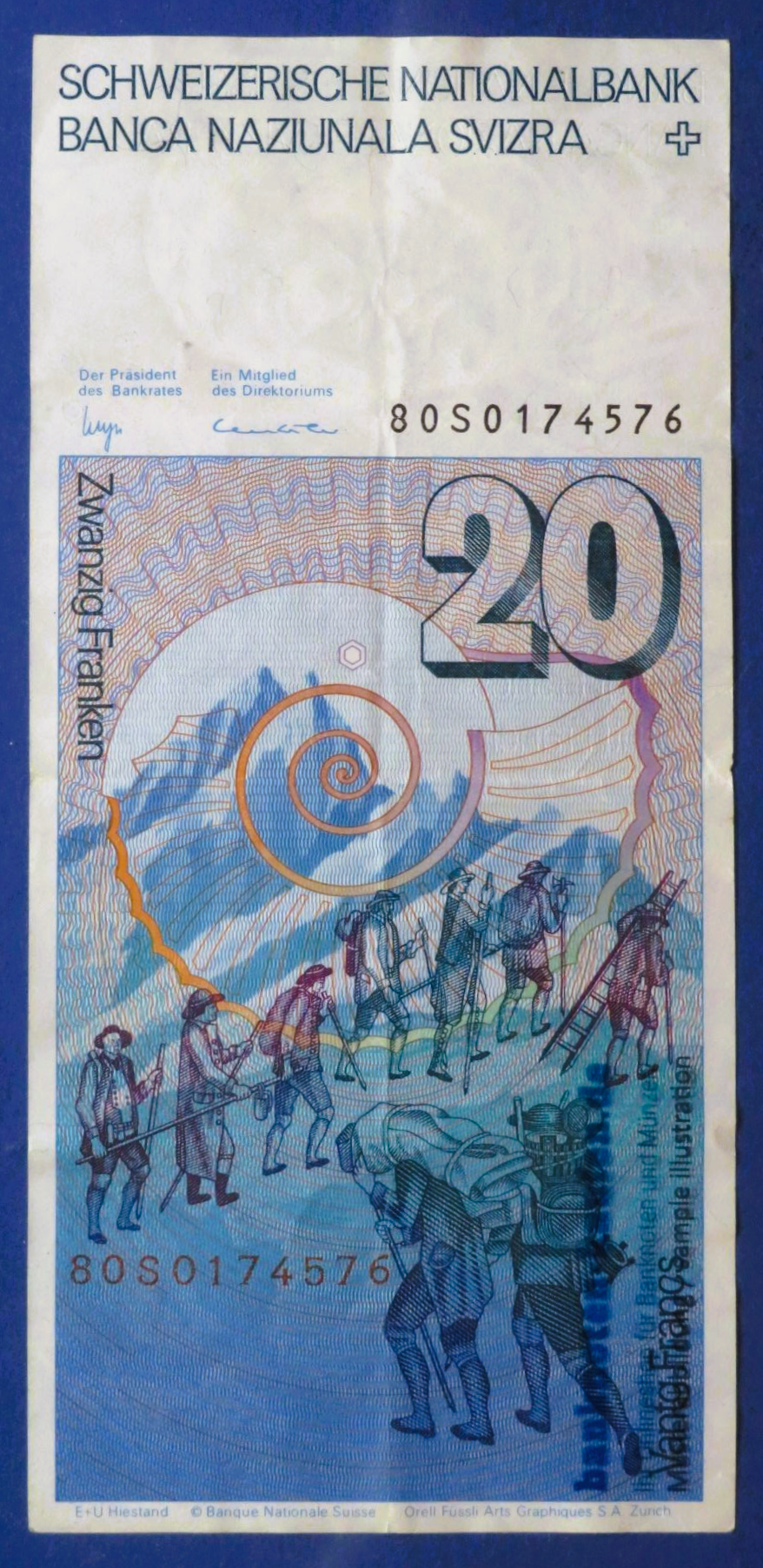 Switzerland, 20 Franken, 1980, circulated (USED / VF), P-55b