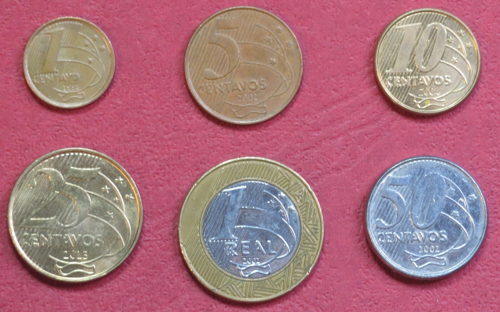 Brazil - Set 10: Lot of 6 coins, 0,01-1 Real, since 1998, circulated (USED / vf) 