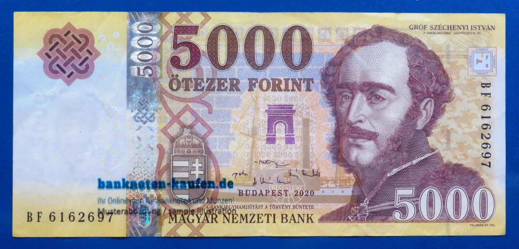 Hungary - 5,000 Forint, 2020, circulated (USED / VF), P-205  