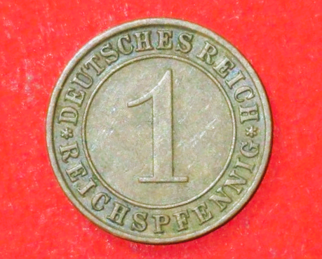 Deutsches Reich: 1 Reichspfennig, 1924-1936, gebraucht (used / ss+), # 36