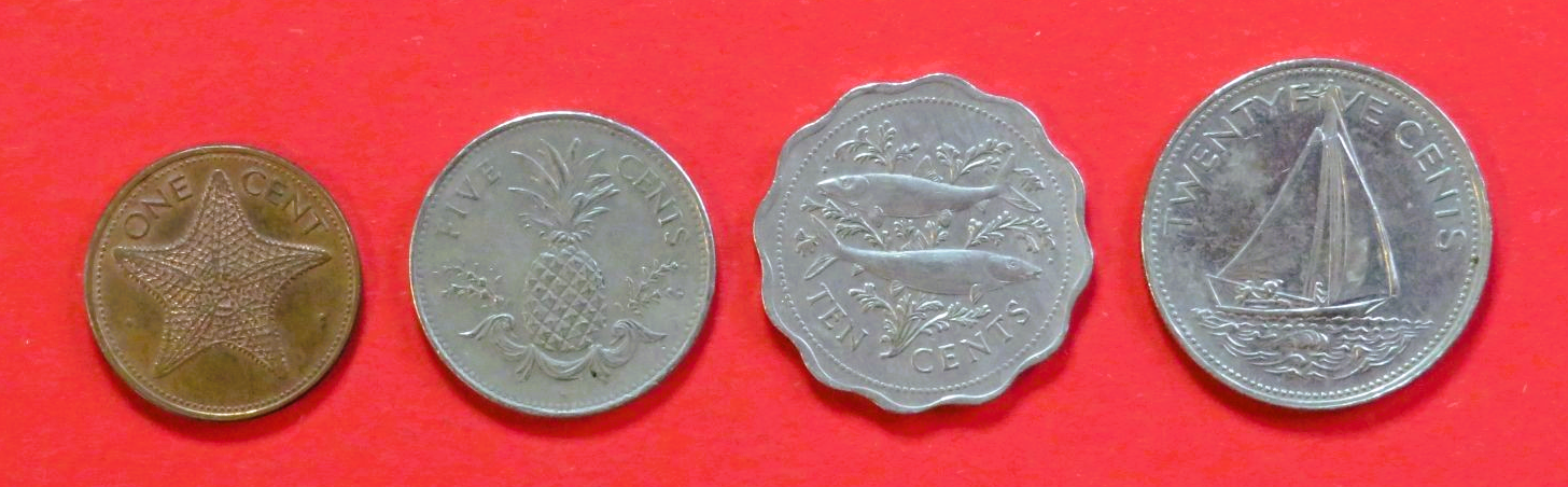 Bahamas - Set 1: 1/5/10/25 Cents, 1974-2005, circulated (USED / vf)