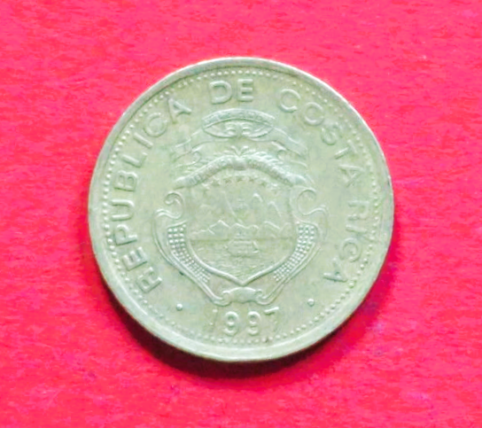 Costa Rica: 5 Colones, 1997-2001, gebraucht (used / ss), # 88a