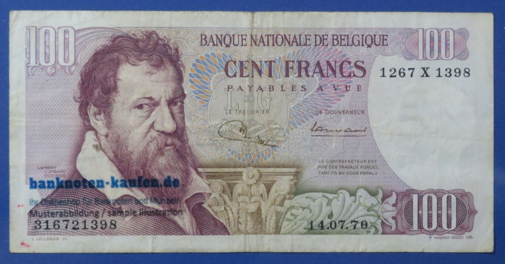 Belgium, 100 Francs, 1970, circulated (USED / VF), P-134