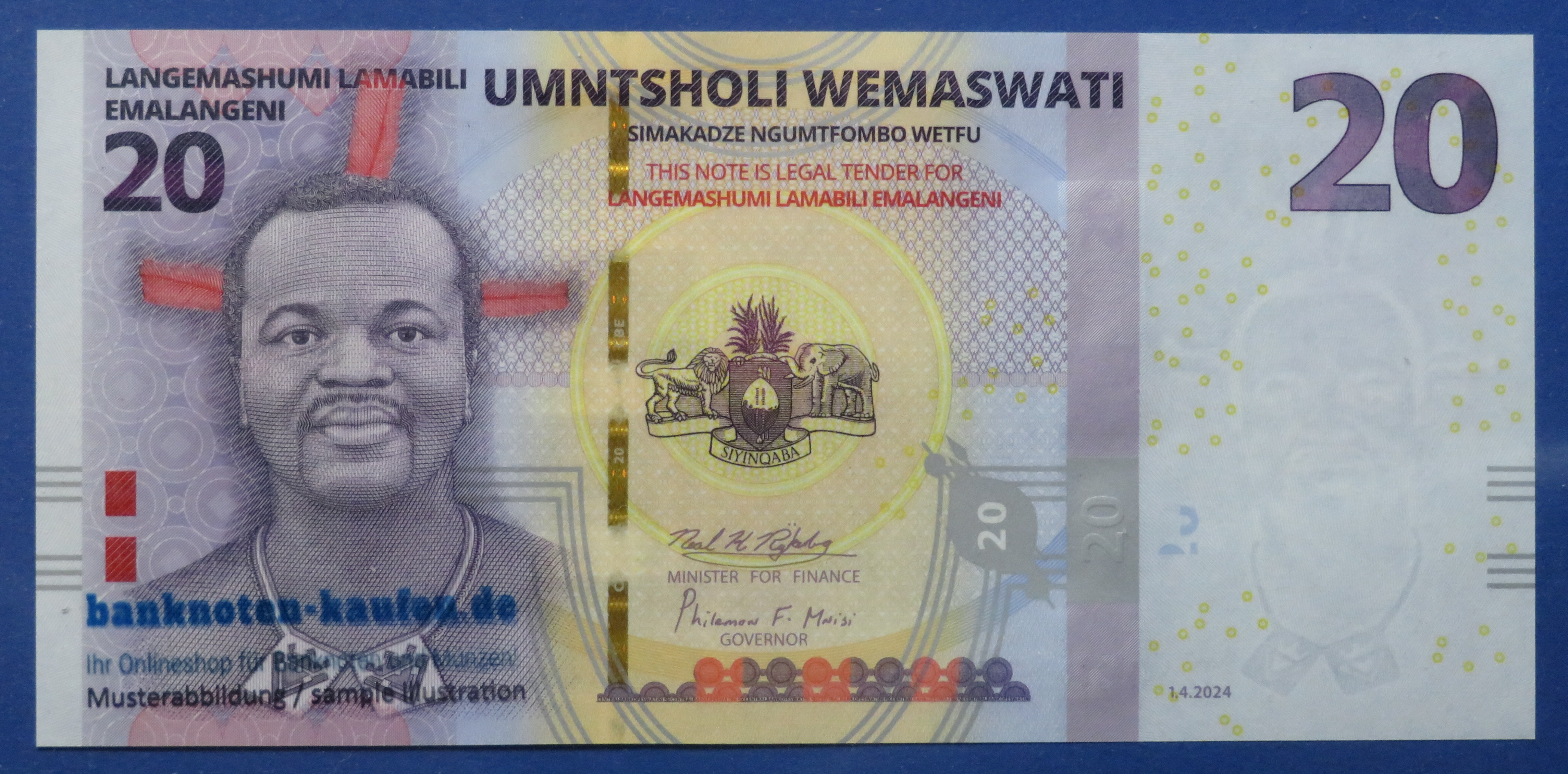 Eswatini (Swaziland), 20 Emalangeni, 2024, uncirculated (UNC)  
