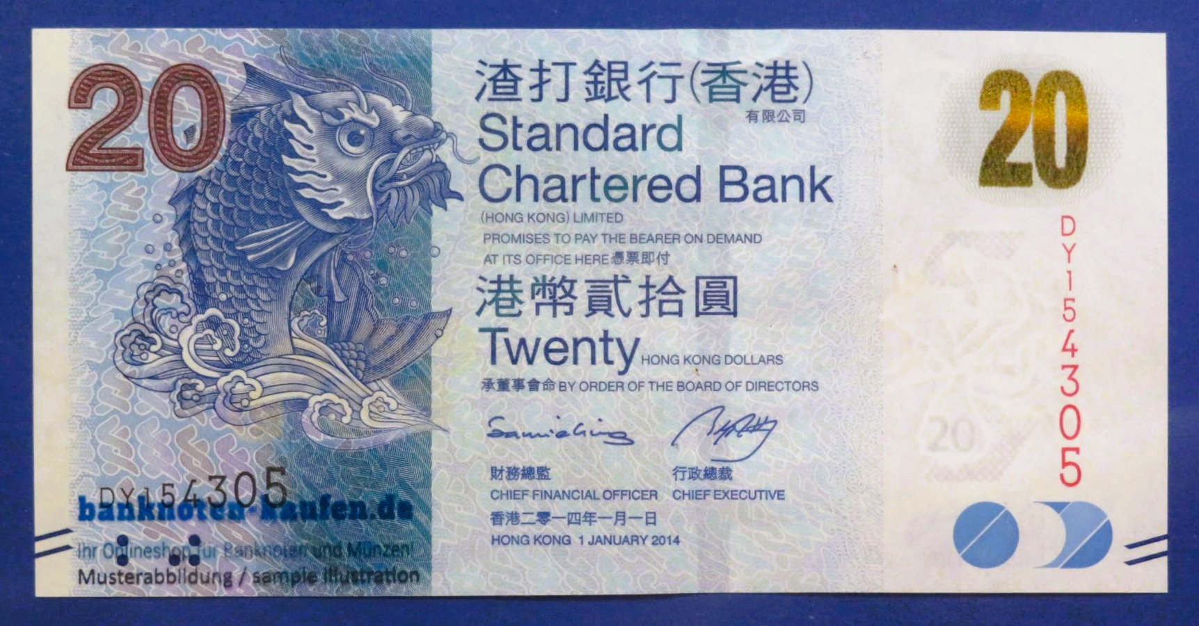 Hongkong, 20 Dollars, 2014, uncirculated (UNC), P-297d  (SCB)