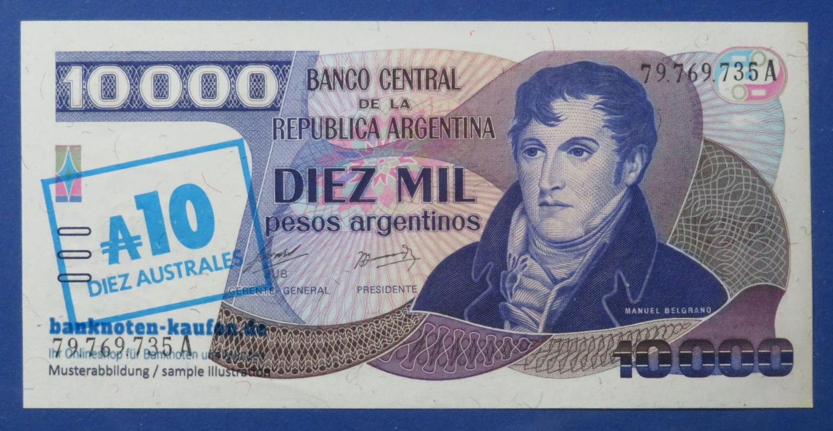 Argentina, 10 Australes, Ovpt., 1985ND, uncirculated (UNC), P-322a