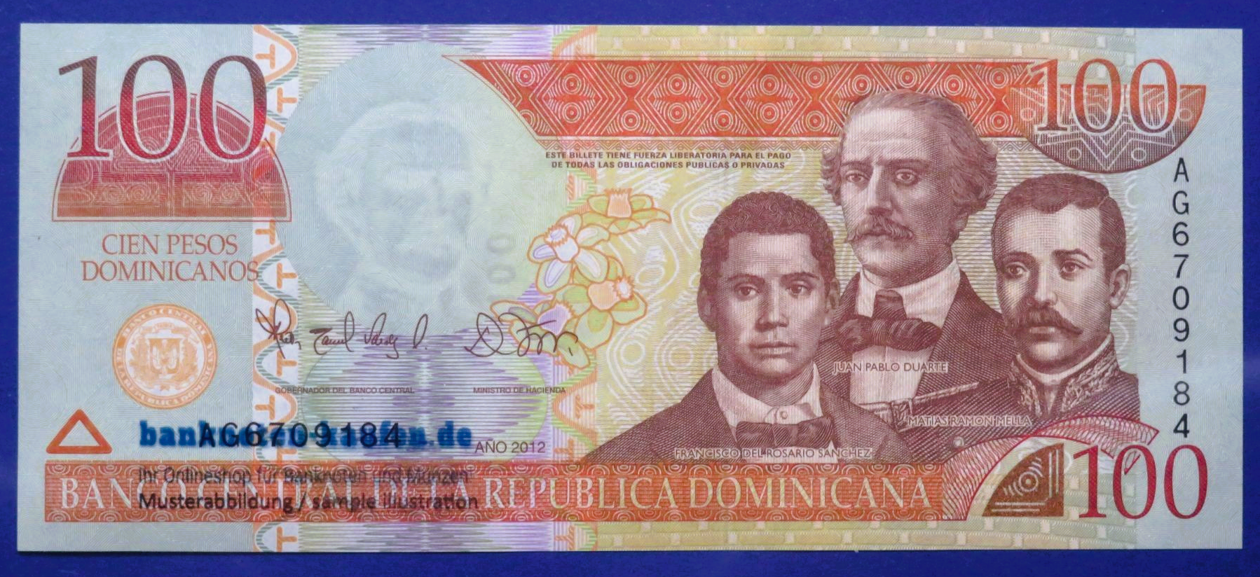 Dominican Republic, 100 Pesos, 2012, uncirculated (UNC), P-184b   