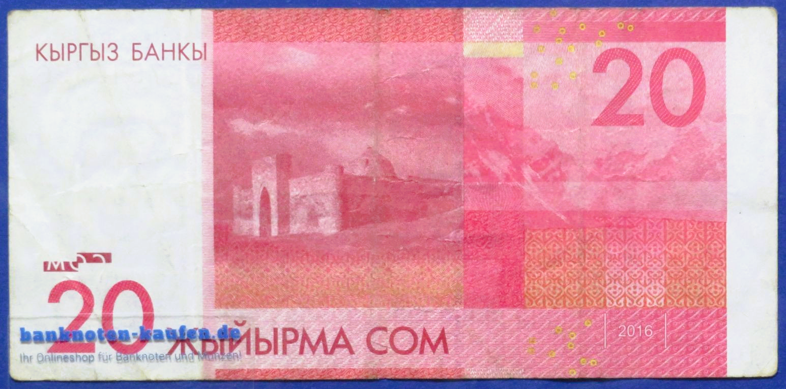 Kirgisistan, 20 Som, 2016,  gebraucht (USED / F), P-24